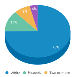 This chart displays the percentage breakdown of students of all ethnic groups in Weston Middle School. This chart displays the percentage breakdown of students of all ethnic groups in Weston Middle School.