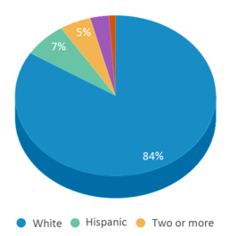This chart displays the percentage breakdown of students of all ethnic groups in West Elk Schools. This chart displays the percentage breakdown of students of all ethnic groups in West Elk Schools.