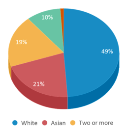 This chart displays the percentage breakdown of students of all ethnic groups in Tice Creek. This chart displays the percentage breakdown of students of all ethnic groups in Tice Creek.