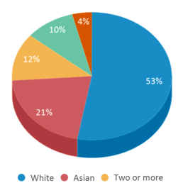 This chart displays the percentage breakdown of students of all ethnic groups in Cedar River Elementary School. This chart displays the percentage breakdown of students of all ethnic groups in Cedar River Elementary School.