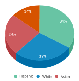 This chart displays the percentage breakdown of students of all ethnic groups in Varnum Arts Elementary School. This chart displays the percentage breakdown of students of all ethnic groups in Varnum Arts Elementary School.