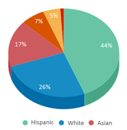 This chart displays the percentage breakdown of students of all ethnic groups in High Tech High School. This chart displays the percentage breakdown of students of all ethnic groups in High Tech High School.