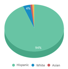 This chart displays the percentage breakdown of students of all ethnic groups in Fillmore Middle School. This chart displays the percentage breakdown of students of all ethnic groups in Fillmore Middle School.