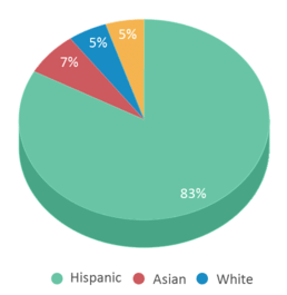 This chart displays the percentage breakdown of students of all ethnic groups in Los Robles Academy. This chart displays the percentage breakdown of students of all ethnic groups in Los Robles Academy.
