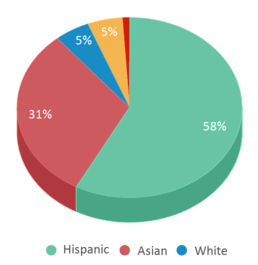 This chart displays the percentage breakdown of students of all ethnic groups in Susan B. Anthony Elementary School. This chart displays the percentage breakdown of students of all ethnic groups in Susan B. Anthony Elementary School.