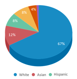 This chart displays the percentage breakdown of students of all ethnic groups in East High School. This chart displays the percentage breakdown of students of all ethnic groups in East High School.
