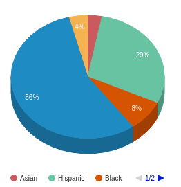 This chart display the percentage breakdown of students of all ethnic groups in Fearn Elementary School and the percentage breakdown of students of all ethnic groups in Illinois by year.